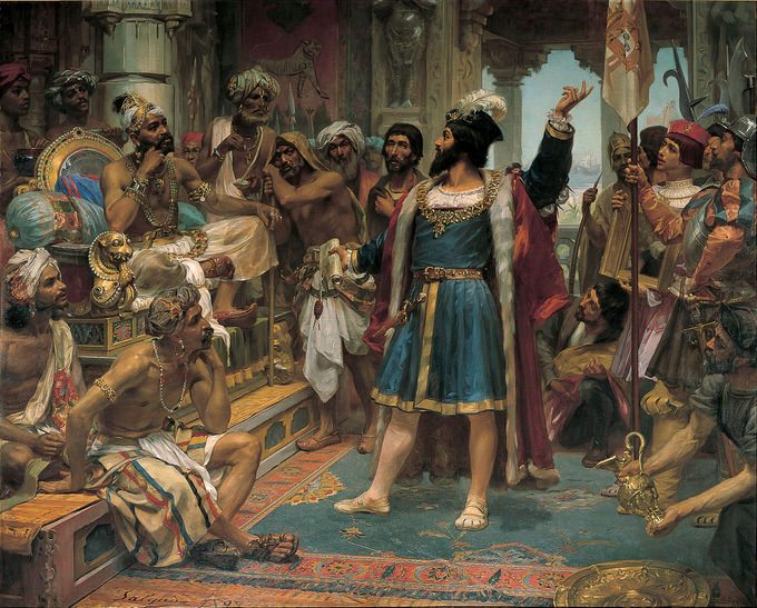Vasco da Gama zu Gast beim Zamorin in Kalikut Foto: wikipedia.org / public domain