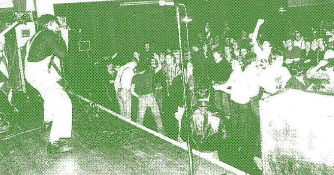 Bärte und Schlaghosen: The Dentists bei »Rock Against Communism«, London 1979 Foto: https://standupandspit.wordpress.com/2015/07/24/punk-front/