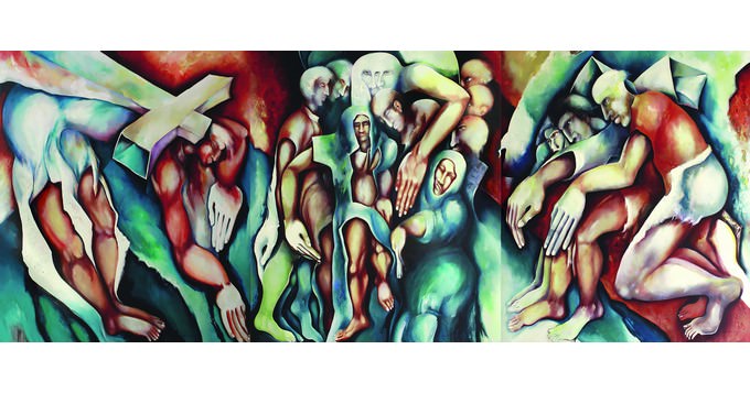 Ismail Çoban: »Der Fremde in mir«, Öl auf Leinwand, 330 x 550 cm, 2008/2009