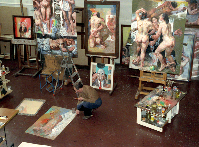Willi Sitte in seinem Atelier in Halle (Saale), 1992 Foto: Picture-Alliance / ZB | Waltraud Grubitzsch