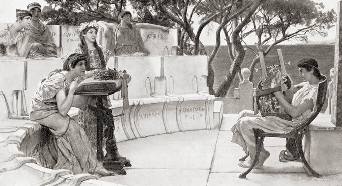 »Sappho und Alkaios«, Ölgemälde von Lawrence Alma-Tadema, 1881 Foto: Ken Welsh / Imago Images / Design Pics